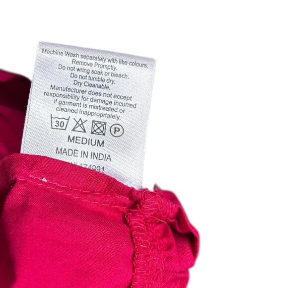 Merlette Sering Mini Dress Tiered Cotton Oversized Tent Swing Berry Pink Medium - Picture 8 of 9